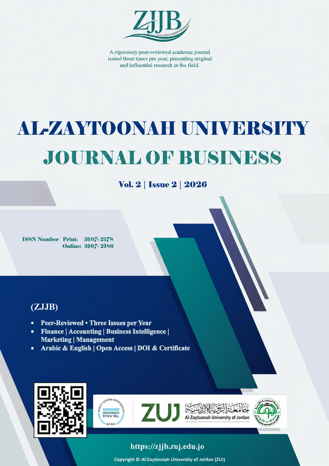 					View Vol. 2 No. 2 (2026): Al-Zaytoonah University Journal of Business
				